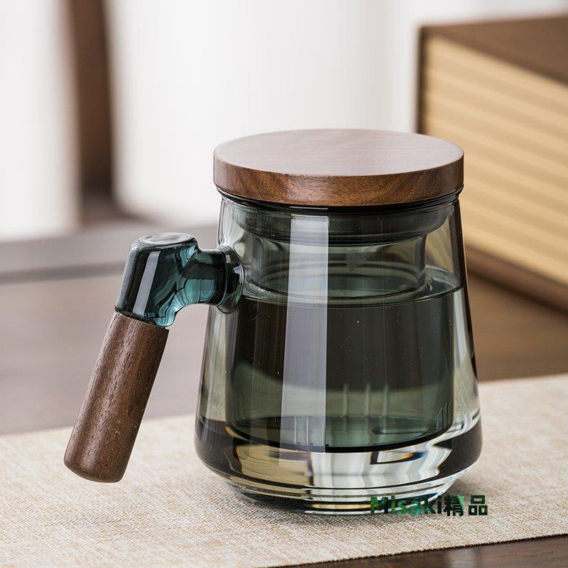 玻璃泡茶杯茶水分離耐高溫水杯男士辦公室個人日式家用茶道杯子-Misaki精品