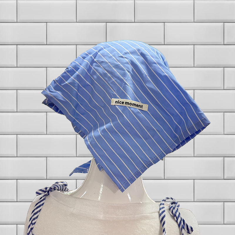 ANNAS 韓國下巴綁帶鴨舌帽 GD頭巾 防飛防曬帽子 巴拉克拉法帽 春夏條紋遮陽 9