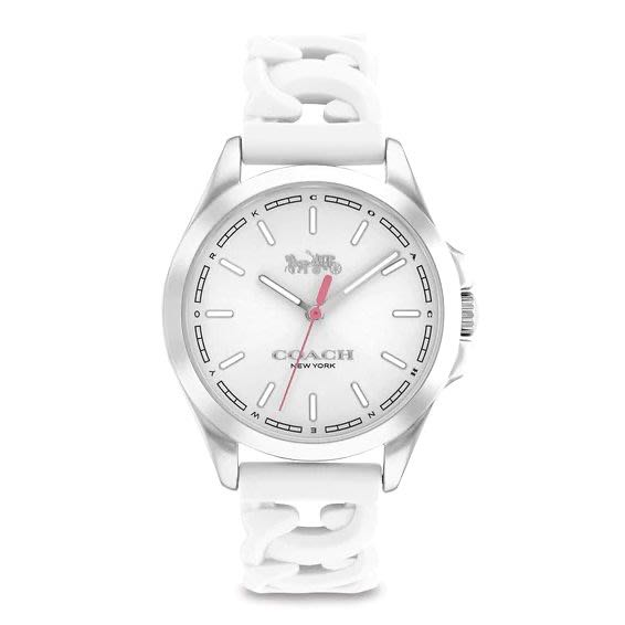 COACH 時尚矽膠腕錶 34mm 女錶 手錶 腕錶 14503782 白色矽膠錶帶(現貨)▶指定Outlet商品5折起☆現貨【送禮首選★APP下單點數4倍送】