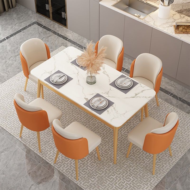 北歐風巖板餐桌子小戶型家用吃飯客廳長方形餐椅組合出租屋簡約