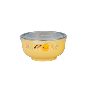 【愛吾兒】黃色小鴨 PiYo 不鏽鋼雙層隔熱深餐碗-300ml/10oz(630142)/附透明防塵上蓋