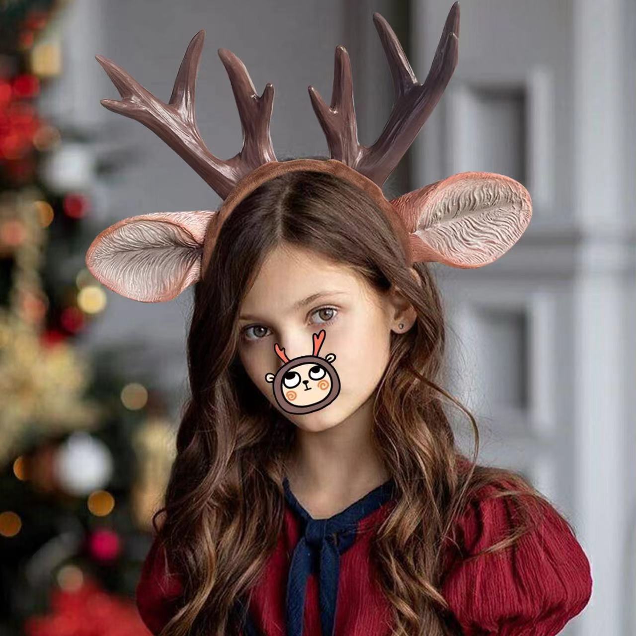 【聖誕狂歡】圣誕節麋鹿頭飾COS鹿角發箍裝飾禮物場景布置聚會發飾裝扮頭箍