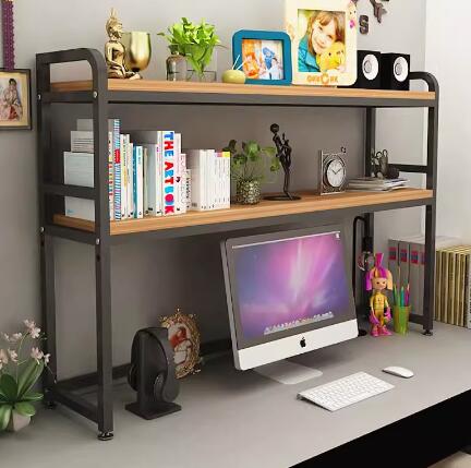 書桌置物架 桌上小書架 簡約辦公室桌面多層鋼木電腦桌整理收納架子line ID：kkon10