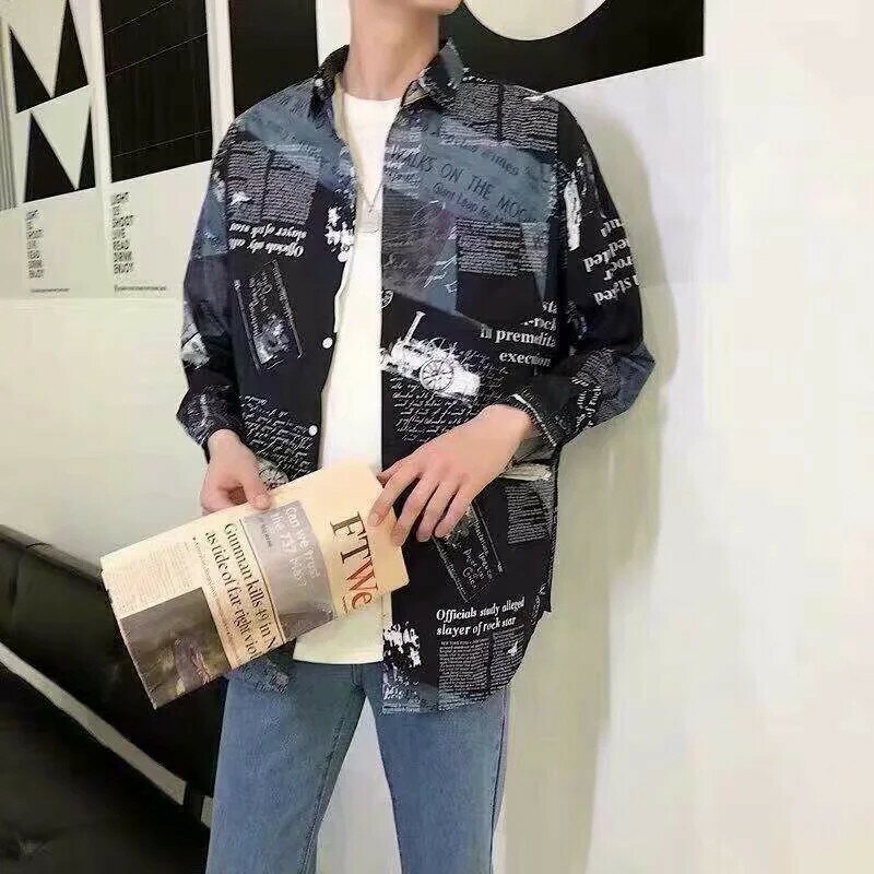 【MLM】 BF風長袖襯衫 漸變襯衫男 M-3XL 寬鬆日系港風扎染襯衣 文藝很仙的痞帥外套