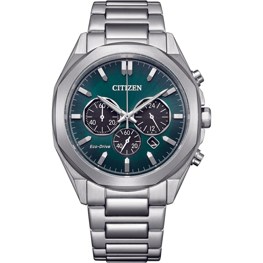 送禮首選★CITIZEN 星辰 Chronograph 光動能計時腕錶-41mm綠CA4590-81X附提袋【全館滿額折價★APP下單點數4倍送】線上購買享 實體門市同步服務