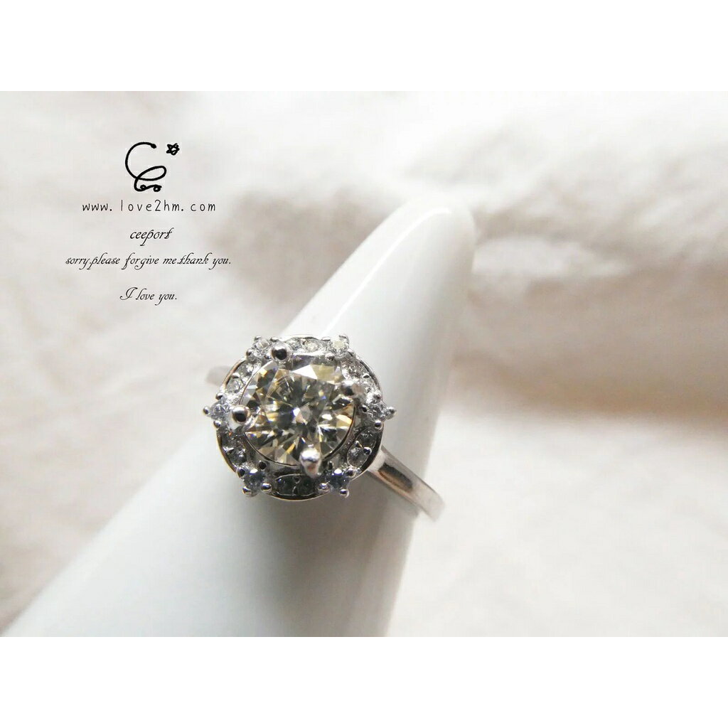 莫桑鑽戒指 7222/莫桑鑽/鋯石/晶石戒指/925純銀/ [晶晶工坊-love2hm]