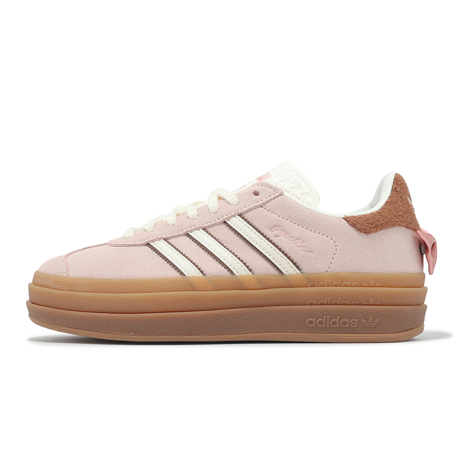 adidas 休閒鞋 Gazelle Bold W 女鞋 粉紅 棕 迪士尼貓兒 瑪麗 蝴蝶結 厚底增高 愛迪達 JR4244