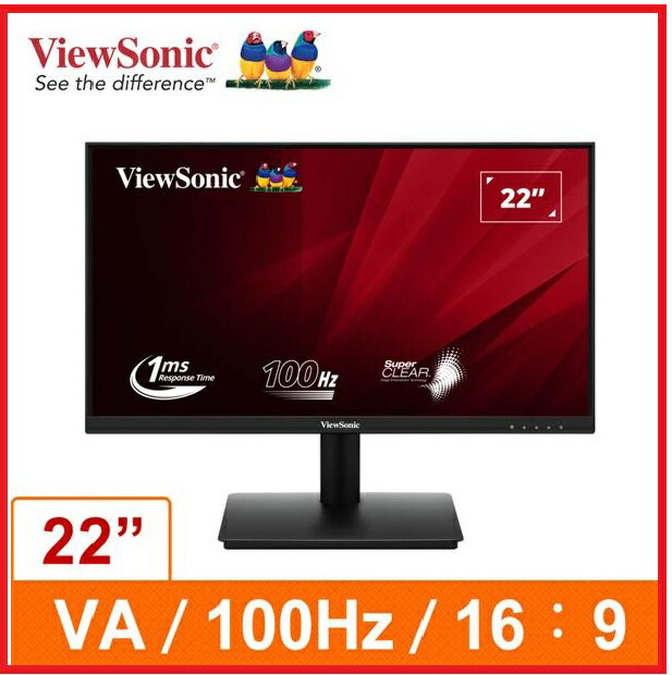 VIEWSONIC 優派 VA220-H 窄邊寬螢幕 22型/FHD/HDMI/VGA/100Hz/VA