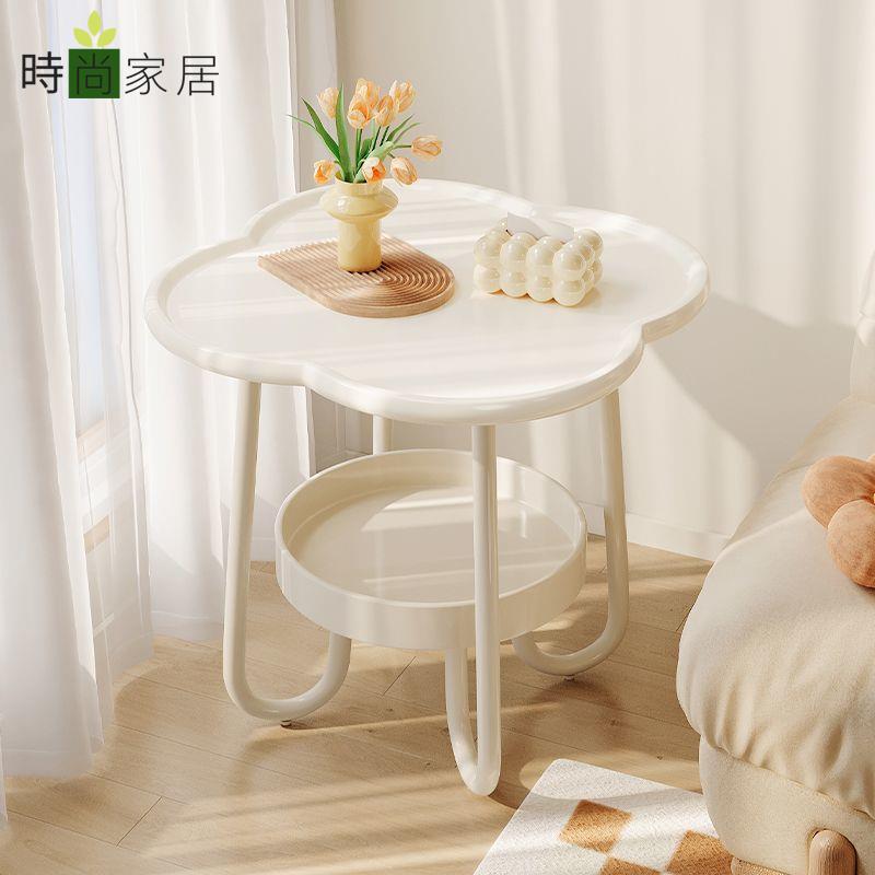 【時尚家居】奶油風邊幾出租屋小桌子 家用客廳茶幾沙簡易床頭置物架 免運 開立發票 工廠現貨