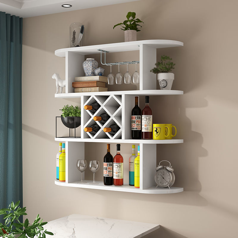 懸掛式置物紅酒架 【最低價 公司貨】簡約酒櫃酒架餐廳飯店墻上壁掛式酒格子可定制◆生活百貨挖寶節 2