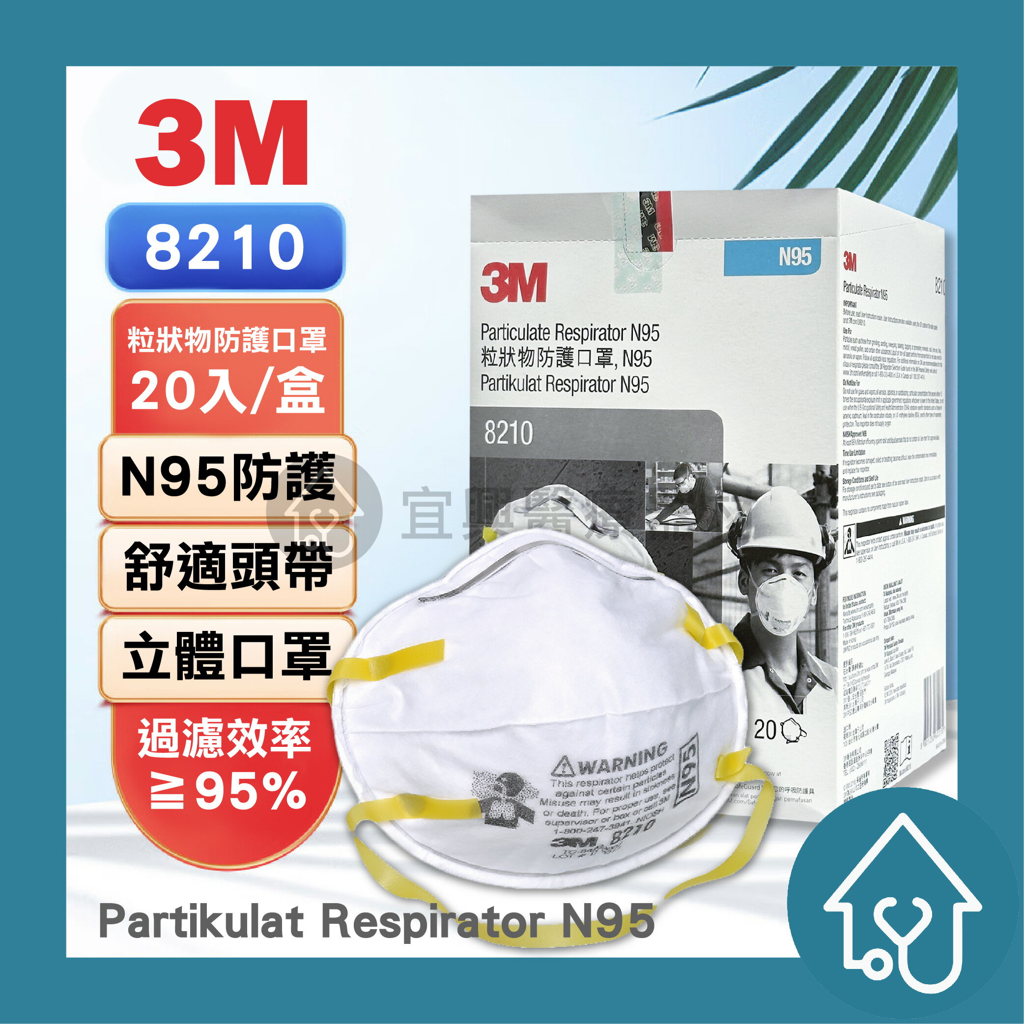 【免運】3M Nexcare 8210 9132 粒狀物防護口罩 N95 20入 30入