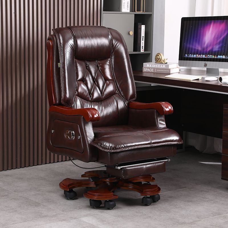 【台灣公司保固】真皮老板椅董事長頭等艙真牛皮大班椅辦公室可躺旋轉電腦椅子高級 2