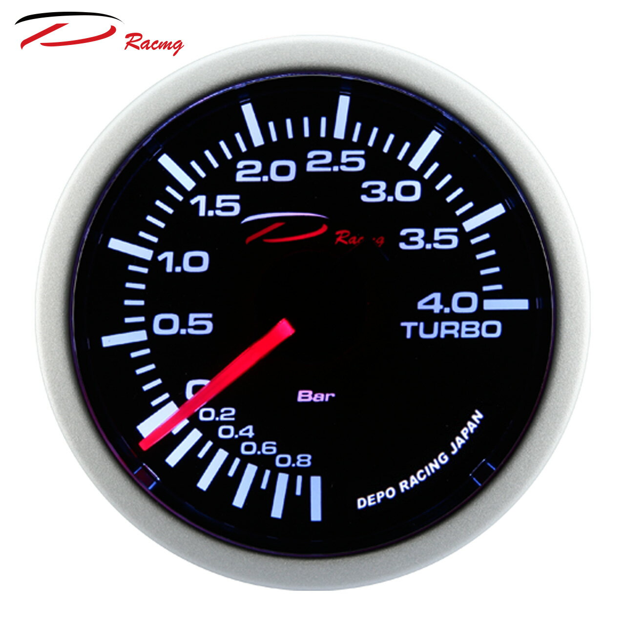 【D Racing三環錶/改裝錶】52mm單色白光 高反差 -1~4BAR 機械式渦輪錶 BOOST GAUGE(增壓錶) 入門款 柴油車可用