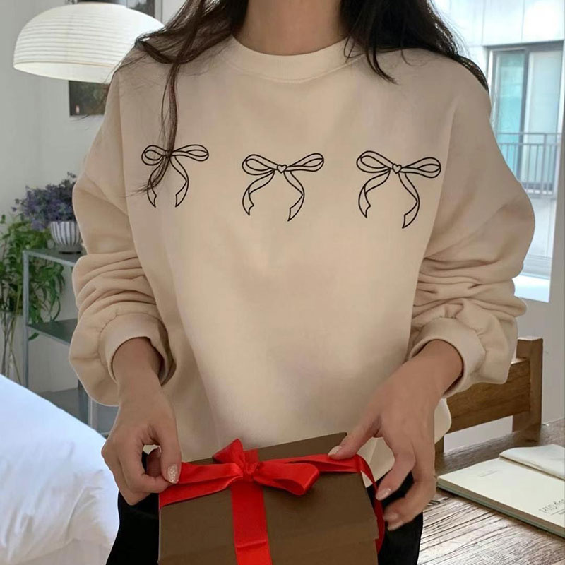 ANNAS 正韓蝴蝶結衛衣 長袖大學T 網紅穿搭 韓國蝴蝶結T 緞帶 小蝴蝶結 1