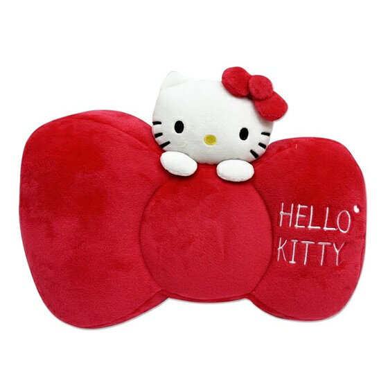 權世界@汽車用品 Hello Kitty 經典絨毛系列 蝴蝶結造型 頸靠墊 護頸枕 頭枕1入 PKTD017W-05