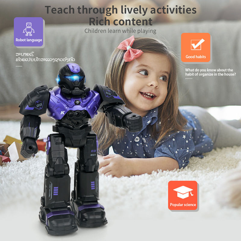 遙控機器人 遙控玩具 新款早教智能互動體感遙控機器人 多功能可跳舞電動打彈兒童玩具