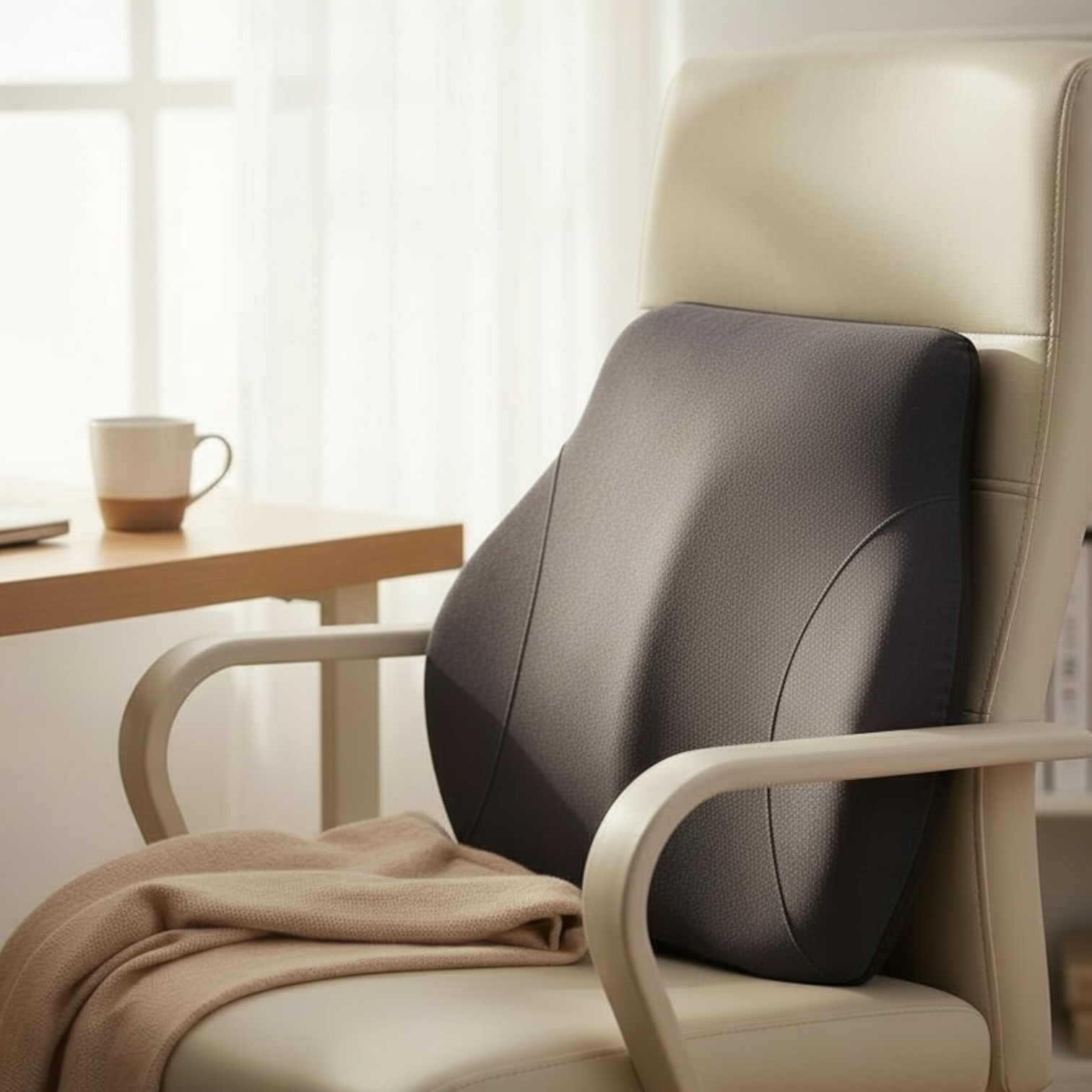 記憶棉腰靠枕 汽車腰靠 靠墊 車椅靠腰枕 通用座椅腰部支撐枕 五色可選【鹿纖絨布】