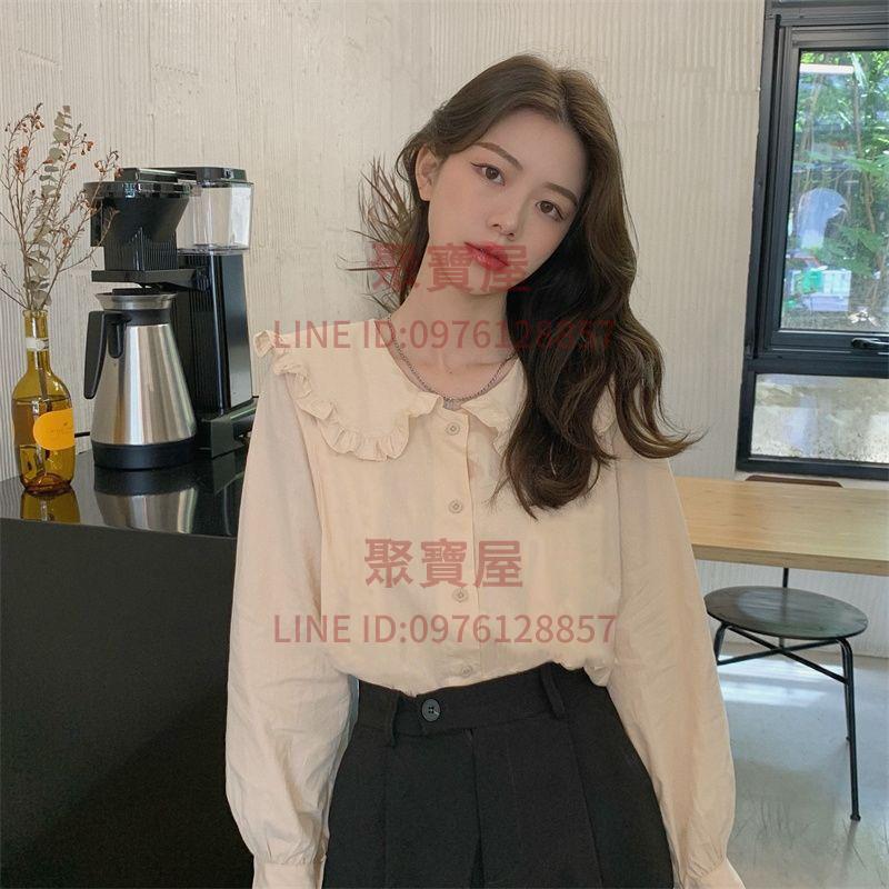 娃娃領襯衫韓版寬松法式小清新小眾設計感小眾上衣女時尚百搭秋季新款【聚寶屋】