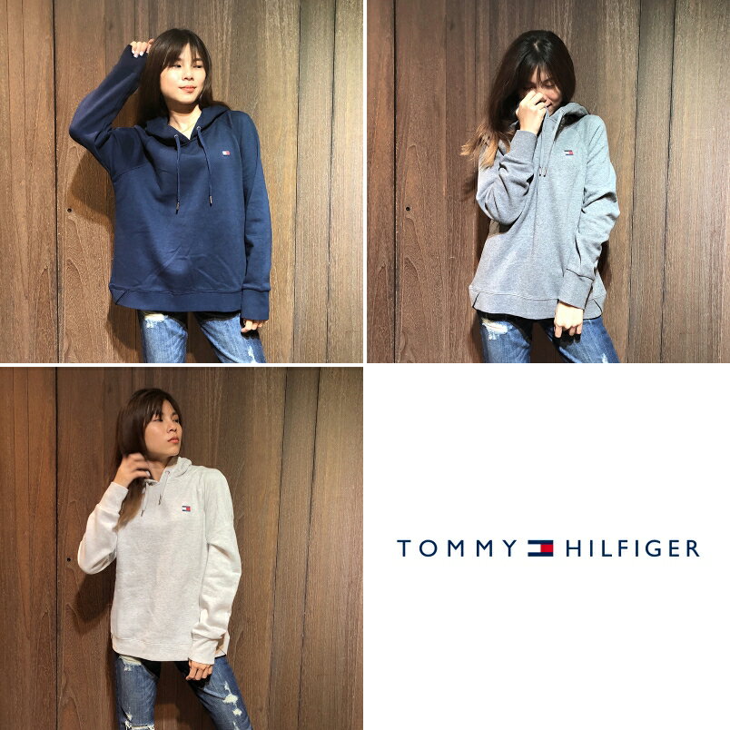 美國百分百【全新真品】Tommy Hilfiger 連帽 長袖T恤 帽T 上衣 TH 女款 寬鬆版 三色 AX59
