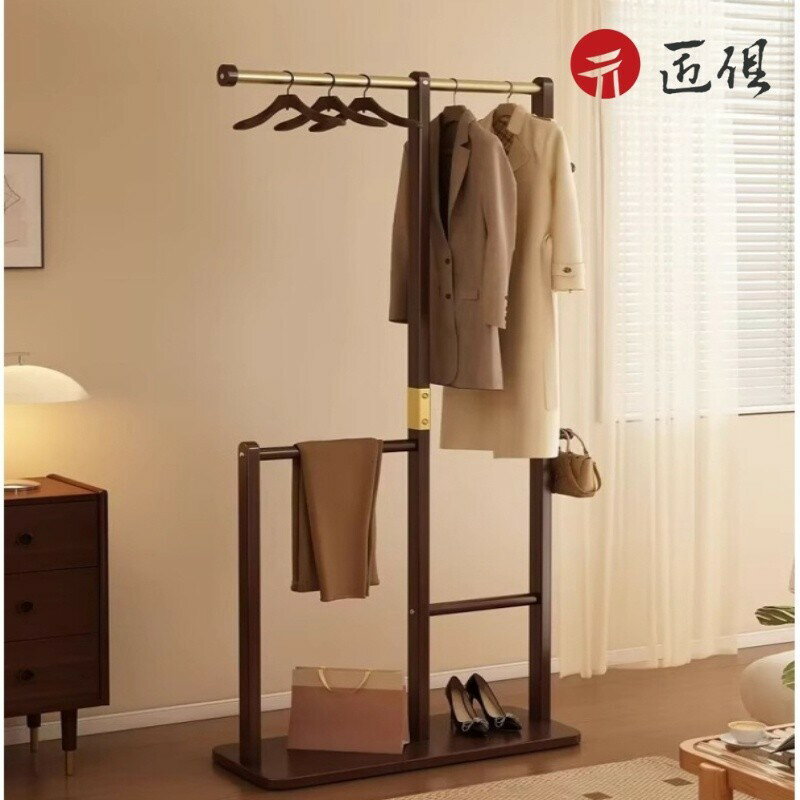 【匠俱】落地衣帽架 臥室家用床邊實木衣架 客廳掛衣服架子 簡易辦公室掛衣架 立式衣架 玄關衣架