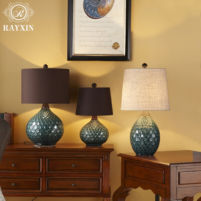 美式復古臺燈高級感臥室床頭燈歐式客廳陶瓷簡約現代主臥可調光燈