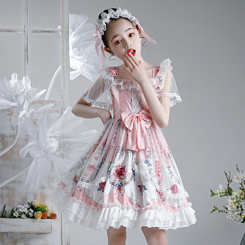 香港女童洛麗塔公主裙夏裝2022新款兒童禮服裙子夏季高級感連衣裙