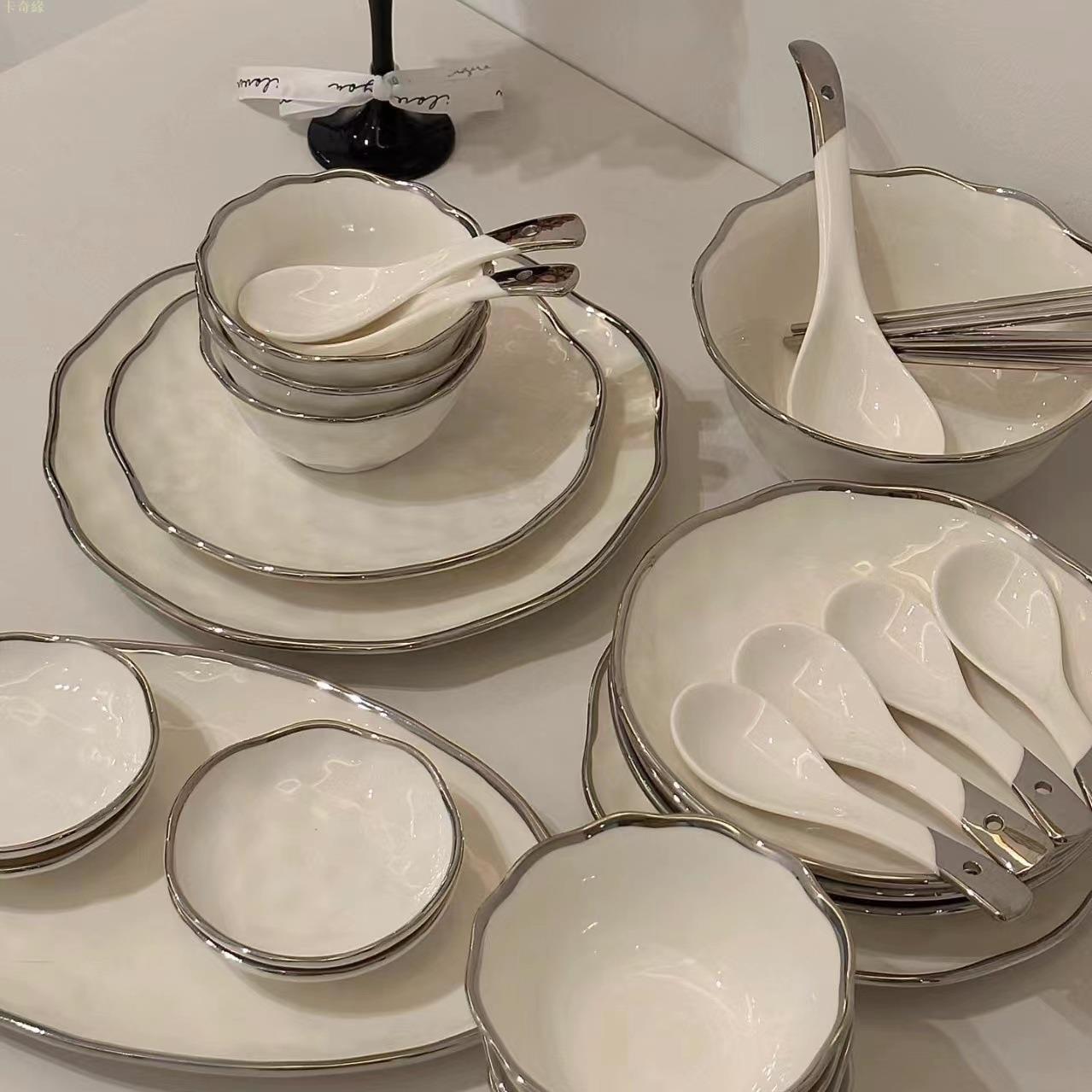 ins風碗碟套裝家用輕奢餐具大湯碗吃飯碗日式陶瓷碗喬遷盤筷組合