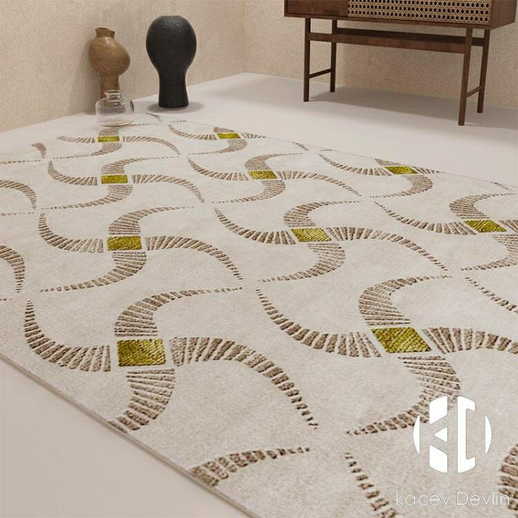 北歐客廳地毯臥室輕奢原創家用易打理條紋簡約床邊毯茶幾地墊【聚物優品 】
