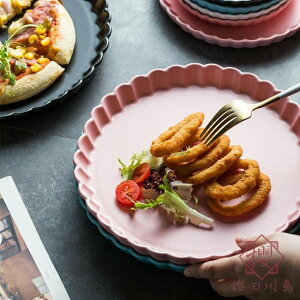 北歐盤子創意家用餐盤西餐盤沙拉盤烤盤陶瓷餐具【櫻田川島】