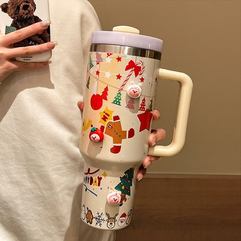 圣誕節特別款雙層不銹鋼保溫杯大容量冰霸杯女款學生禮物杯子送禮