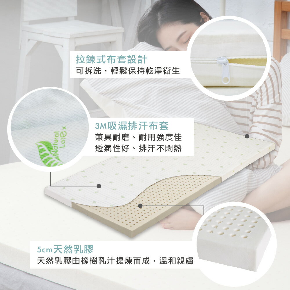乳膠床墊/單人【超值透氣5cm乳膠床墊】3x6.2尺- 天然乳膠 舒適透氣 不變形 MIT台灣製 Rohouse 樂活居 3