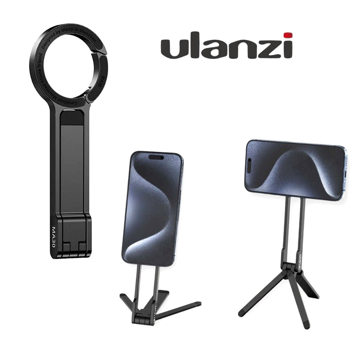 【中壢NOVA-水世界】Ulanzi MA30 登山扣手機三腳架 磁吸手機夾 一體折疊 雙面磁吸 橫豎切換 手機桌上支架