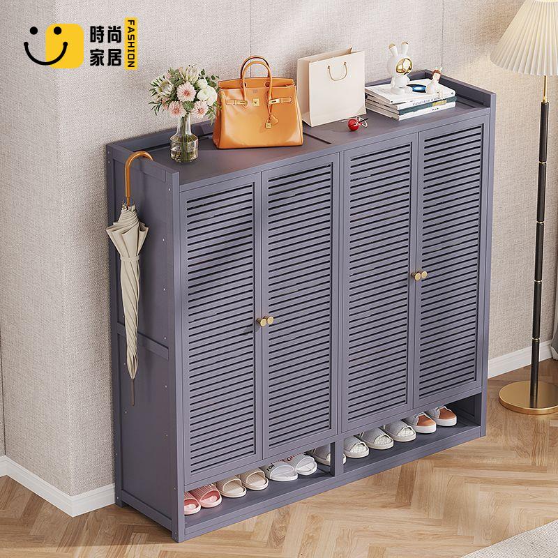 鞋櫃 透氣鞋櫃 多層鞋櫃 楠竹 防塵鞋櫃 百葉門鞋架 家用門口入戶儲物柜 一體收納大容量透氣楠竹 鞋架小戶間