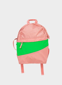 荷蘭 Susan Bijl 防潑水超輕量可摺疊收納背包 #M (櫻花粉/螢光綠)