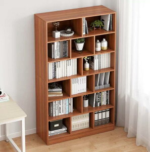 最低價可定製書架書櫃落地簡約現代實木色學生書櫃多層儲物櫃子客廳簡易收納置物架12