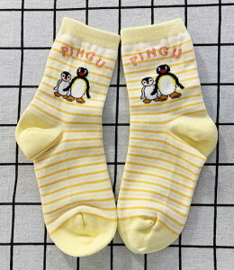 【震撼精品百貨】Pingu 企鵝家族 襪子-條紋黃(15 21cm)#05136 震撼日式精品百貨