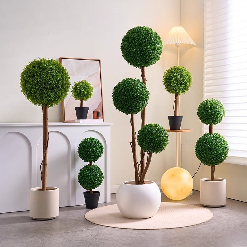 真球型植物仿生綠植盆栽高階輕奢室內客廳落地米蘭假樹擺件裝飾