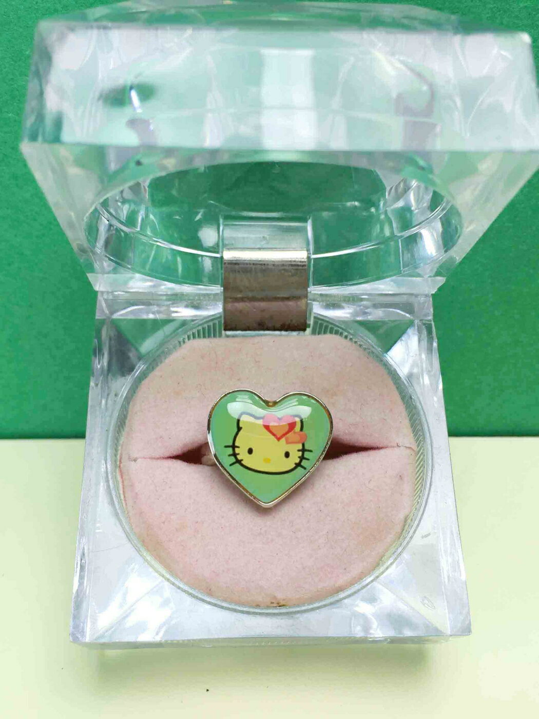 【震撼精品百貨】Hello Kitty 凱蒂貓 戒指-藍愛心 震撼日式精品百貨
