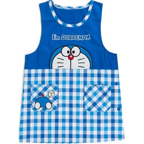 小叮噹削肩格紋防汙圍裙 Melody Kitty 大臉造型 日貨 正版授權J00030322