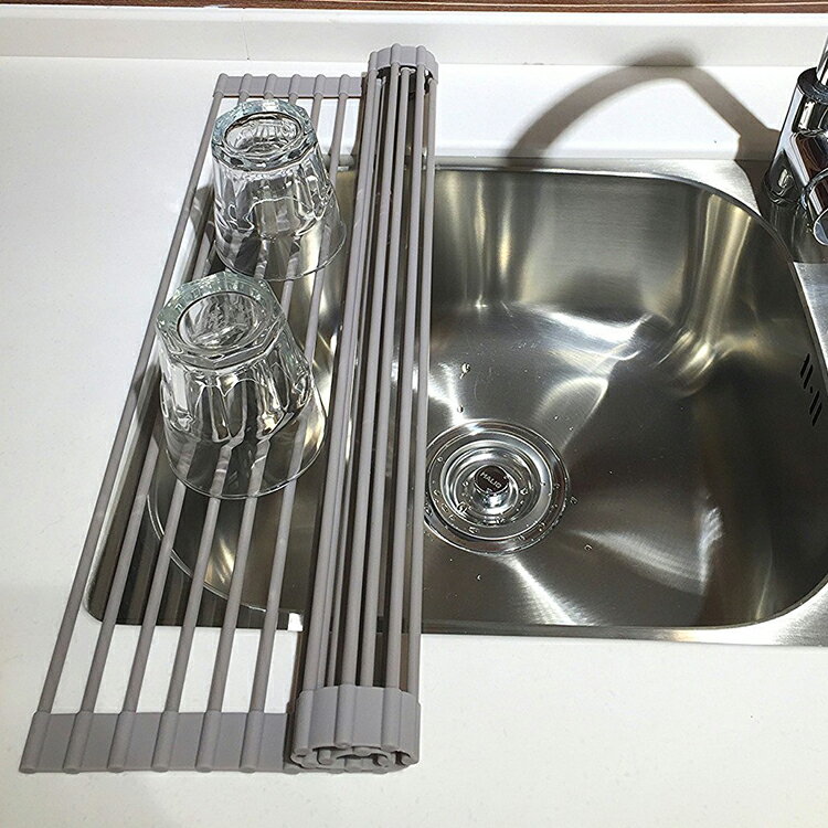 折疊瀝水架 晾曬架 廚房洗手盆濾水架水槽置物架可捲折疊水池捲簾瀝水架『cyd2025』