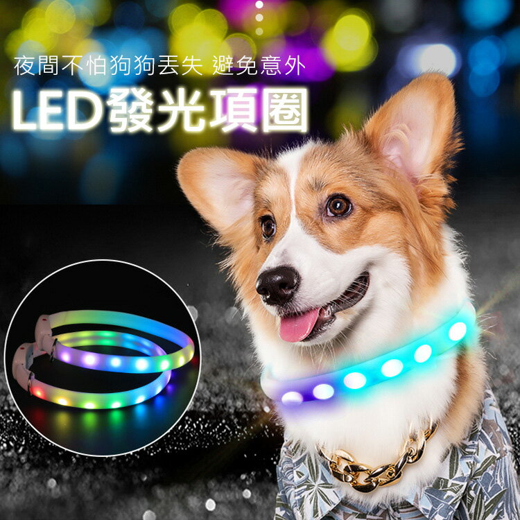 寵物發光項圈 LED炫彩狗頸圈(USB充電)