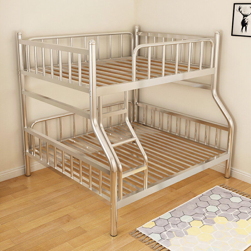 304不銹鋼床高低子母雙層上下鋪鐵架床經濟型家用學校員工宿舍床