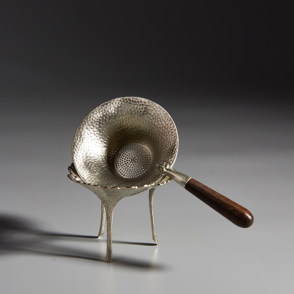 純錫茶漏黑檀木側把茶濾功夫茶具零配茶漏托架茶隔茶葉過濾網漏斗 1