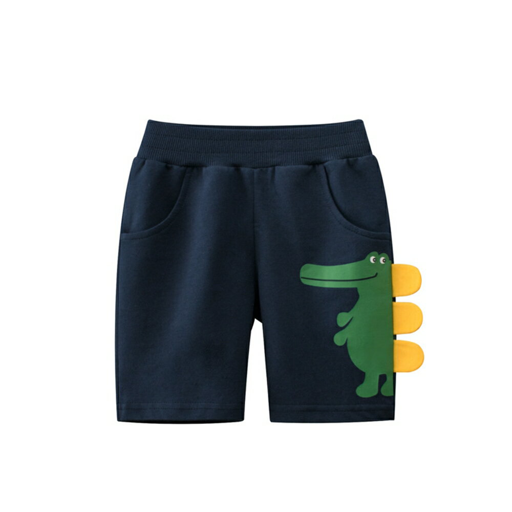 夏季兒童褲子 男童鱷魚造型休閒五分褲 寶寶居家短褲 88858