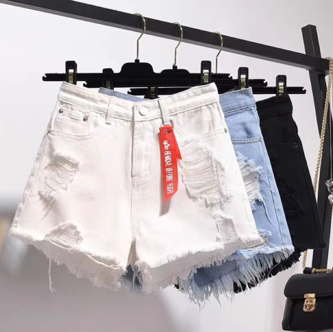 中大尺碼女裝 大尺碼牛仔褲 短褲 夏季薄款牛仔短褲 休閒熱褲休閒短褲 櫻桃嚴選 0