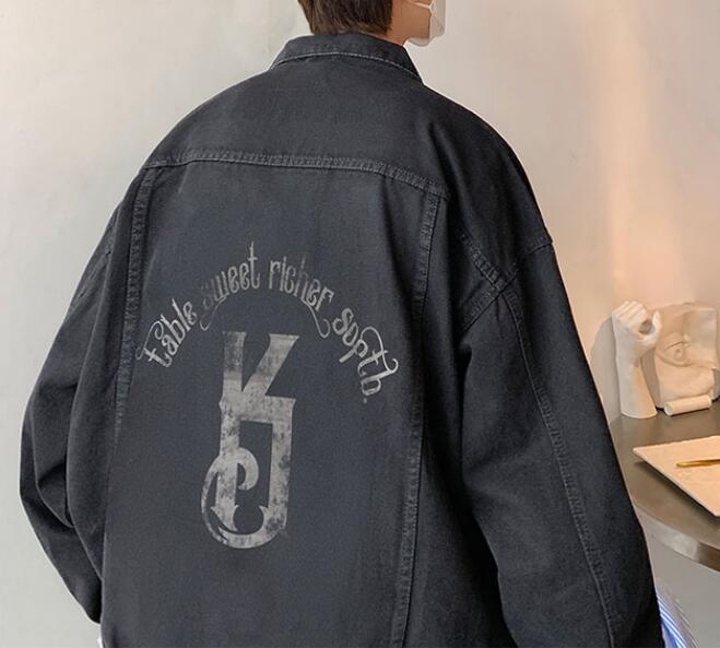 FINDSENSE X 2022 街頭時尚 男士 寬鬆大尺碼 復古 特色字母圖案 牛仔外套