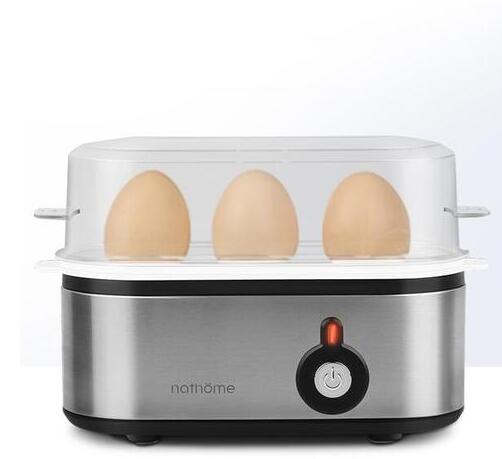 【現貨】nathome北歐歐幕 蒸蛋器 北歐歐慕 煮蛋器自動斷電迷你小家電 蒸蛋器 早餐機家用多功能自動斷電 - 110V-不鏽鋼款/銀色