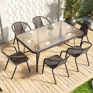 戶外桌椅陽臺露天桌椅套件小花園現代鐵藝桌椅小茶幾室外庭院桌椅