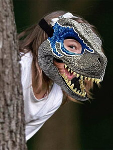 侏?紀霸王龍乳膠頭套張嘴恐龍面具3D兒童玩具怪獸哥斯拉動物頭套