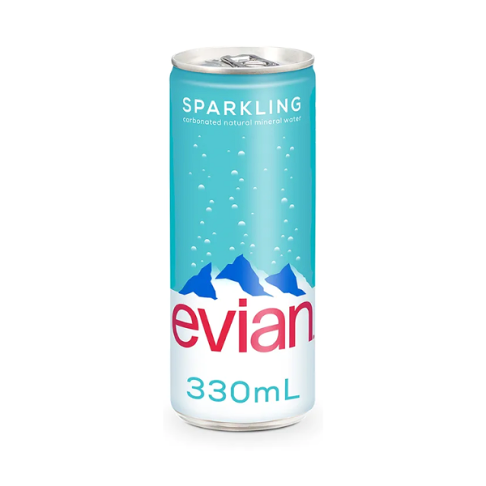 速出免運 法國evian依雲氣泡礦泉水 公司貨 (鋁罐330mL/24入) 加贈紙吸管24隻 1